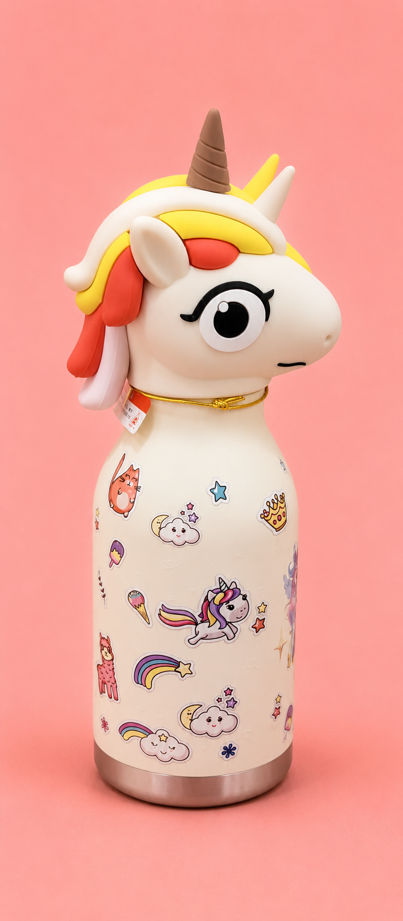 3D Animal Head Kids Water Bottle – Stainless Steel Insulated Bottle with Cute Character Lid | 4 Designs: Owl, Tiger, Unicorn | Keeps Hot & Cold | School & Outdoor Use | Age 3+ | Birthday Gift