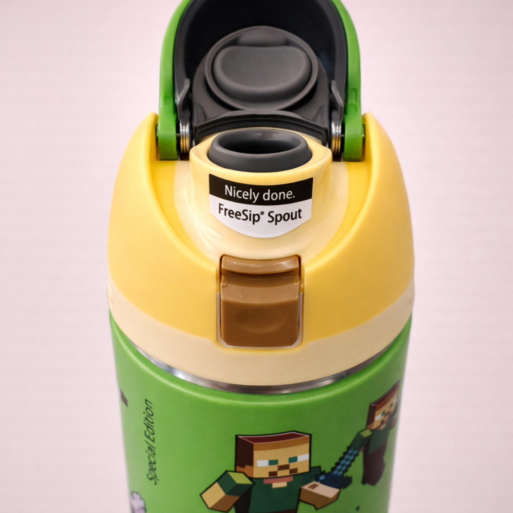 Minecraft Special Edition Insulated Kids Water Bottle – Push Button Flip Lid with Lift-to-Unlock Safety Lock, Stainless Steel, 18oz – Steve, Creeper, Zombie & More