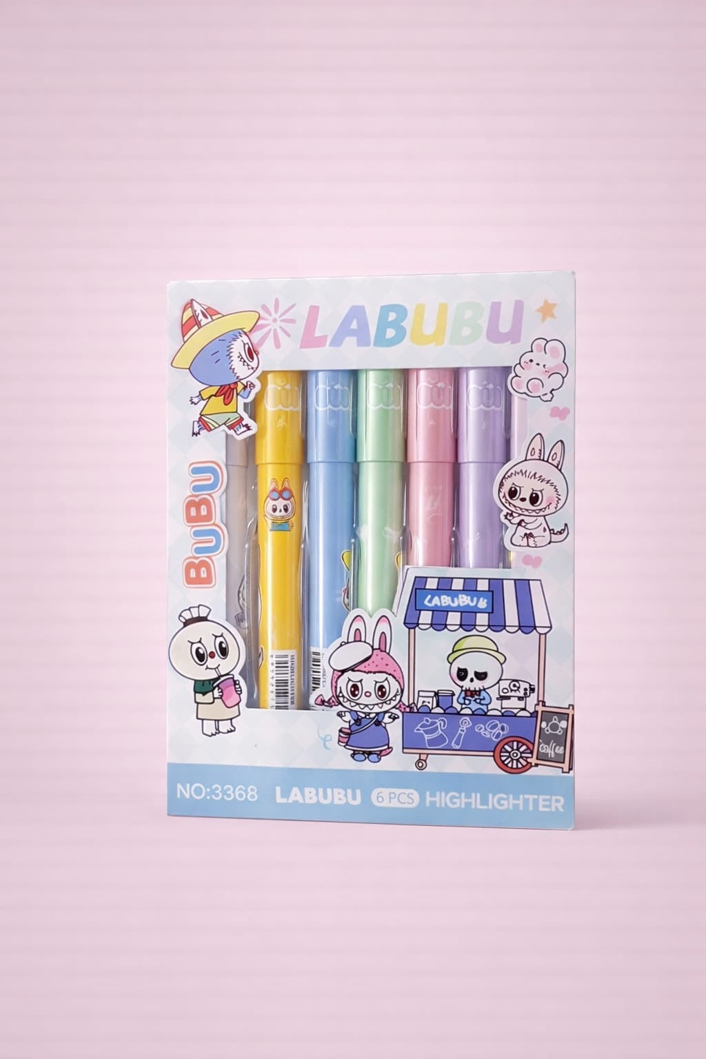 LABUBU Pastel Highlighter Set (6 PCS) | Cute Aesthetic Highlighters for School & Notes