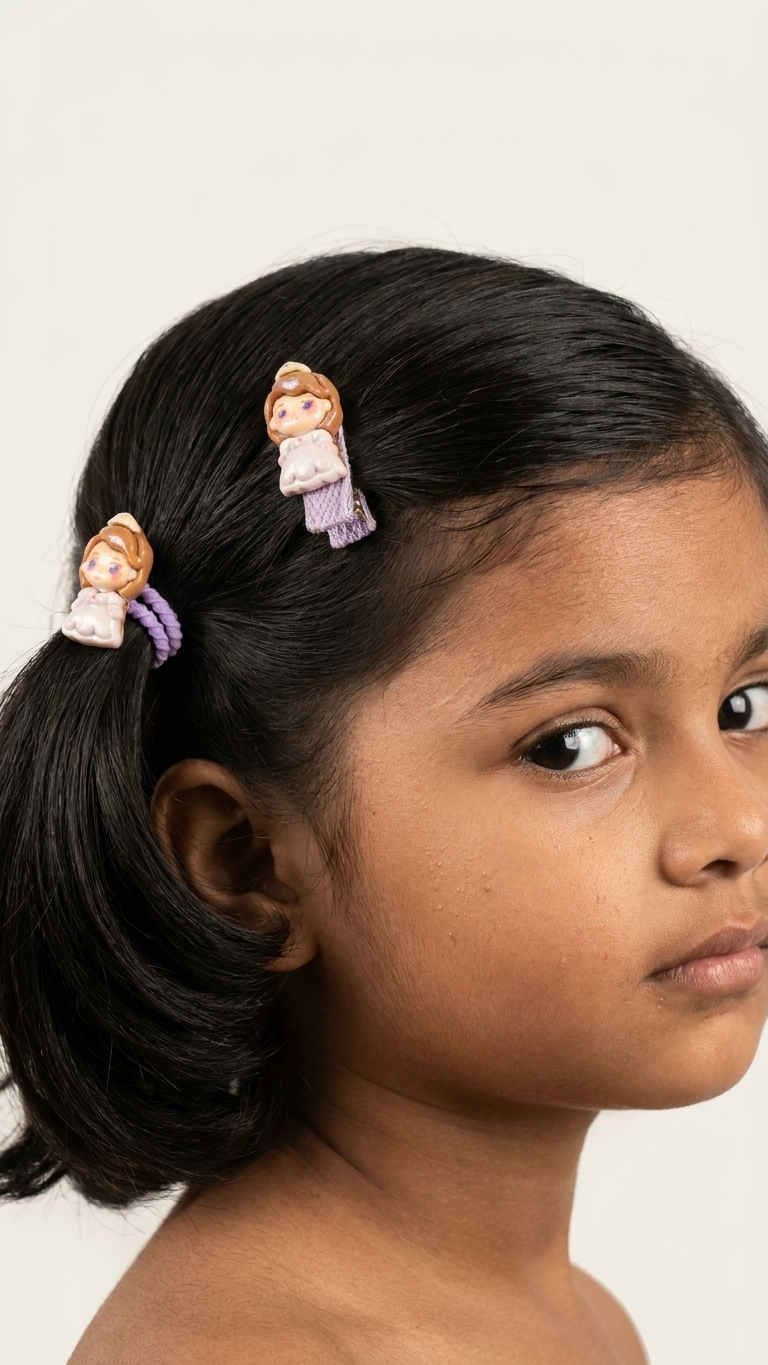 3D Fairy Tale Princess Hair Ties & Clips Set for Girls – 10 Piece Cute Doll Character Elastic Hair Band & Snap Clip Combo | Mermaid, Ice Princess & More | Kids Hair Accessories Age 3+ | Birthday Gift