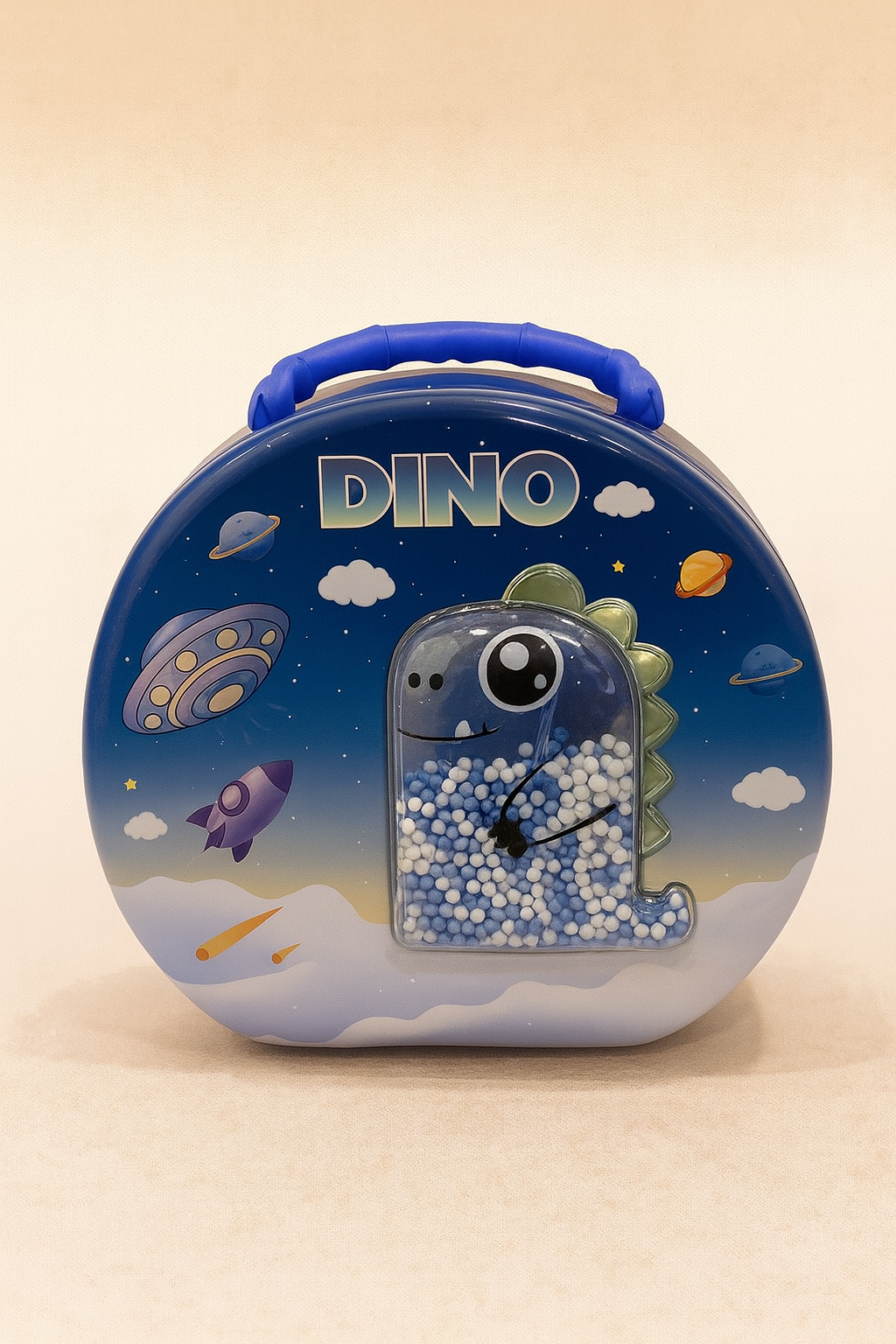 Pink Dino Space Theme Money Box for Kids | Cute Dinosaur Coin Bank with Floating Beads | Cartoon Piggy Bank with Handle | Fun Savings Bank for Boys & Girls