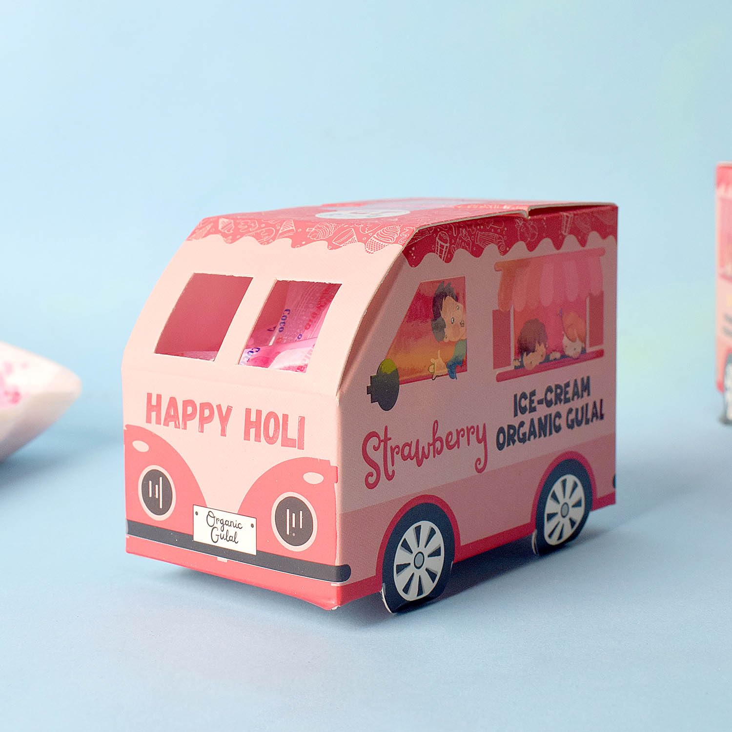 Coco Colours Ice-Cream Organic Gulal Gift Set | Kids’ Favourite Scented Holi Colours | Skin-Safe & Organic | Fun Ice-Cream Theme Packaging