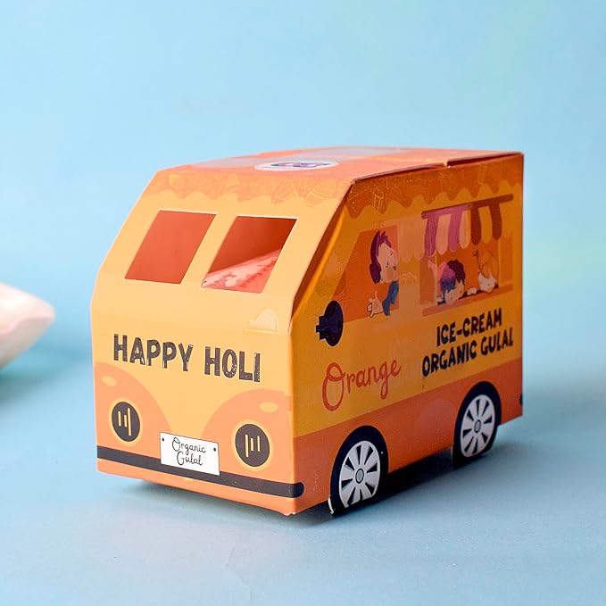 Coco Colours Ice-Cream Organic Gulal Gift Set | Kids’ Favourite Scented Holi Colours | Skin-Safe & Organic | Fun Ice-Cream Theme Packaging