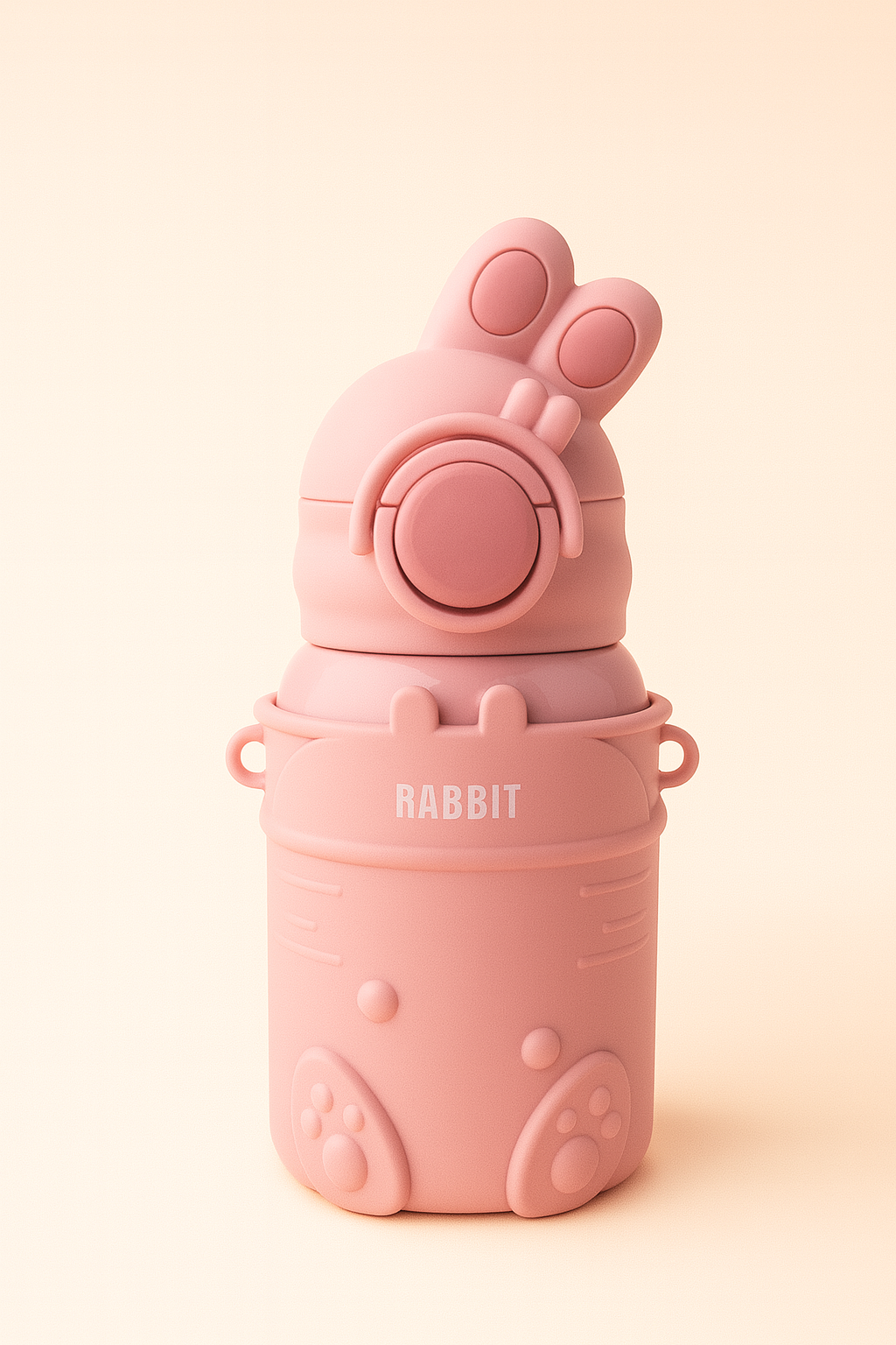 Cute Rabbit Kids Water Bottle – Leak-Proof Flip Cap, Soft Silicone Body, BPA-Free Sipper Bottle for Toddlers & School