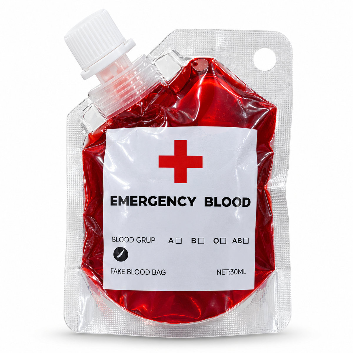Halloween Fake Blood Bag 30ml – Mini Emergency Blood Pouch with Screw Cap | Realistic Fake Blood Prop for Zombie, Nurse, Doctor & Vampire Costumes | Halloween Party Decor & Prank