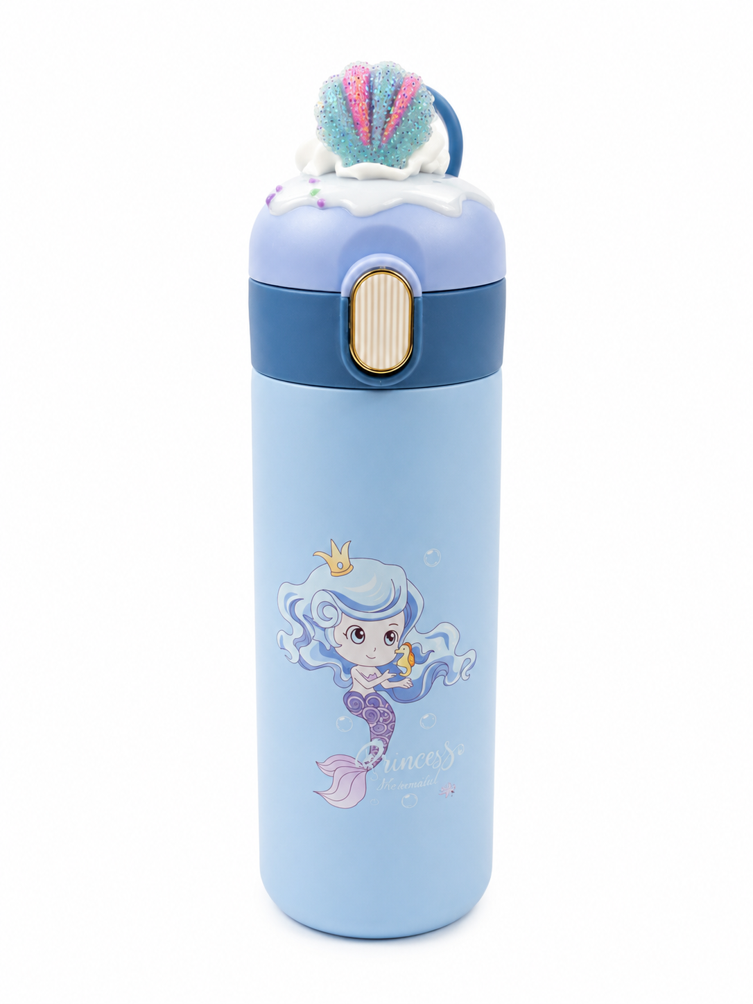 Kids Mermaid Stainless Steel Water Bottle with Straw Lid |500ml | Cute Leakproof Sipper Bottle for Girls