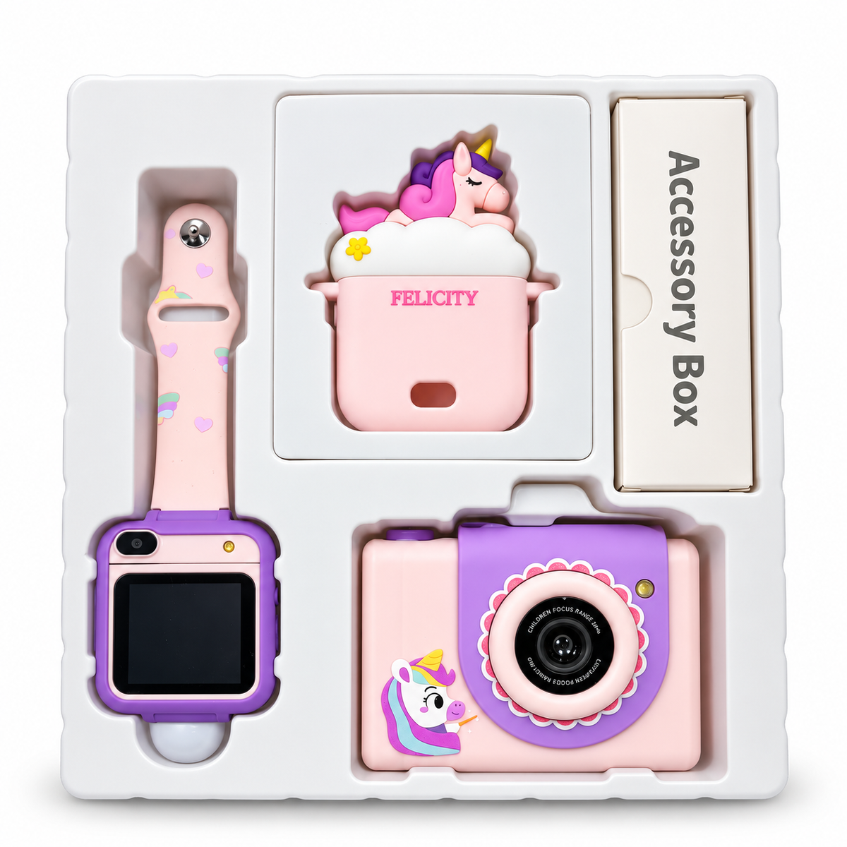3-in-1 kids camera watch set in gift box with watch, pendant and camera