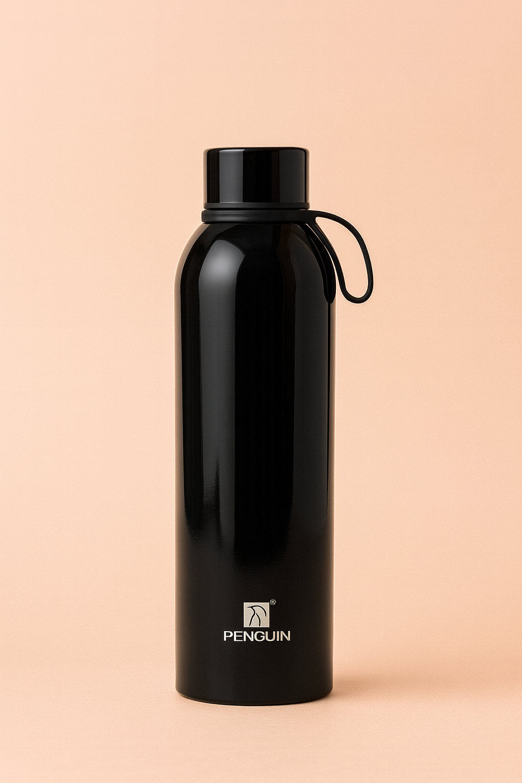 Penguin Stainless Steel Double Wall Insulated bottle | Keeps Drinks Hot & Cold for 24 Hours | Leak-Proof Travel Water Bottle with Soft Carry Loop
