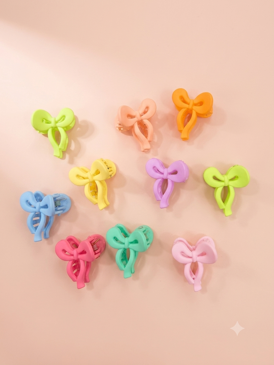 Mini Bow Hair Claw Clips for Girls – Set of 20 Multicolour Pastel Bow Clips in Hexagon Gift Box | Matte Finish | Small Claw Clip for Kids, Teens & Women | Everyday Hair Accessories | Birthday Gift