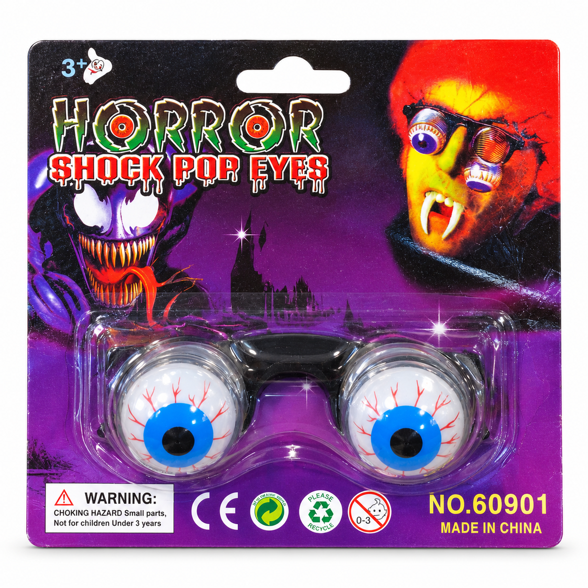 Halloween Pop-Out Eyeball Glasses – Funny Spring Eyes Prank Goggles with Bloodshot Eyeballs | Shock Pop Eyes Party Glasses for Kids & Adults | Halloween Costume Accessory & Gag Toy