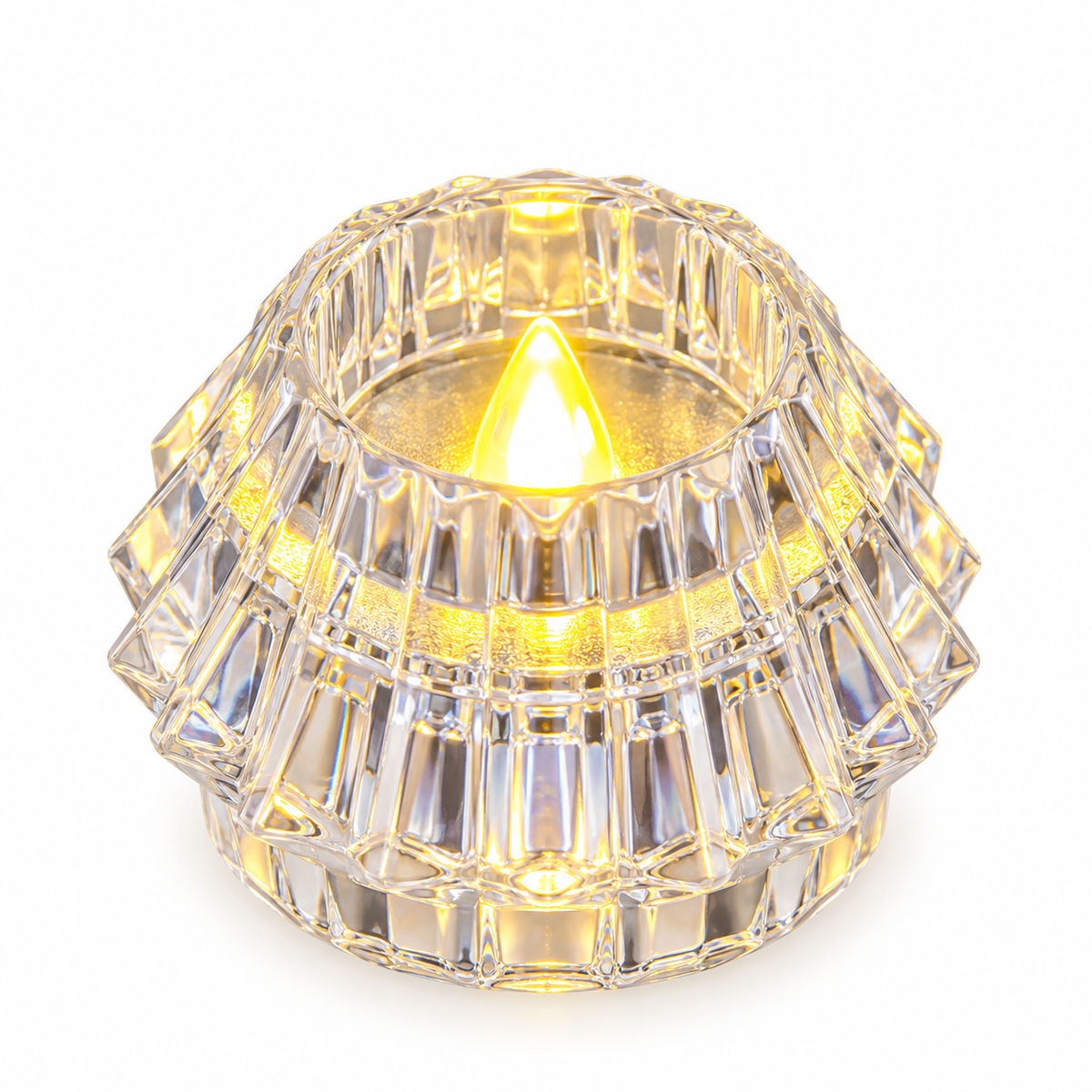 Crystal LED Tealight Candles Set of 24, Flameless Warm Flickering Diyas for Diwali Decor