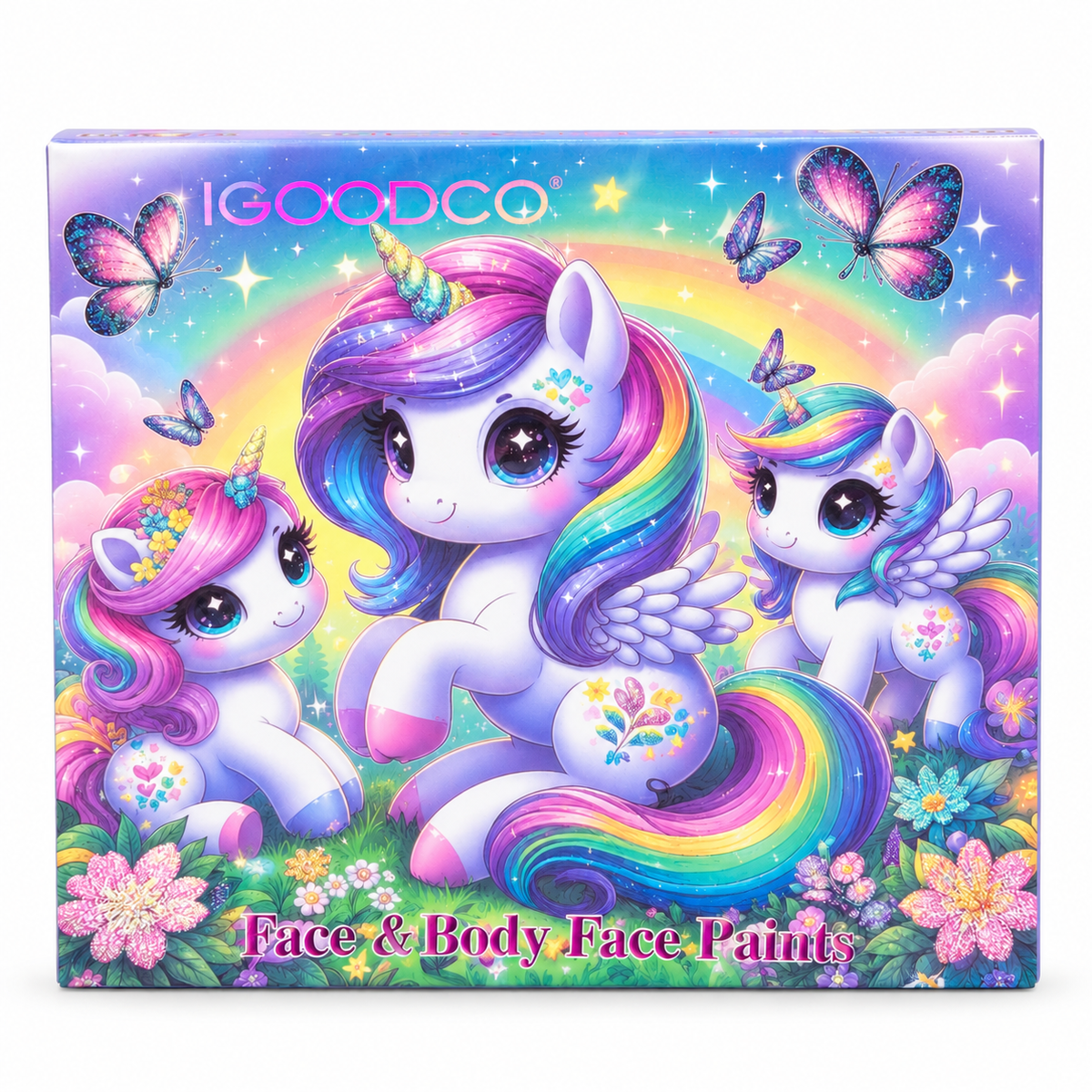 Unicorn Makeup Palette for Girls – Kids Makeup Kit with 12 Eyeshadows, Highlighter, Blush & 4 Heart Lip Glosses | Rainbow Unicorn Beauty Set with Star Mirror & Applicator | Pretend Play Gift for Girls