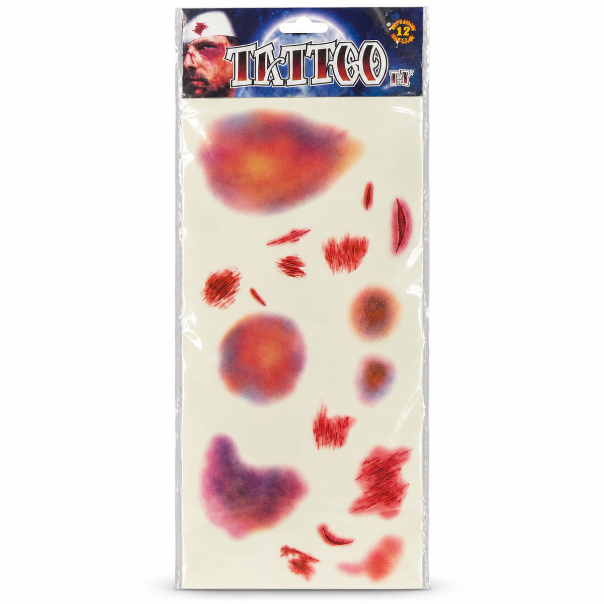 Tattoo FX Fake Wound & Bruise Temporary Tattoos – 17 Pcs Trauma Series Halloween Makeup Set with Realistic Cuts, Scratches & Bruises | Zombie, Injury & Horror Costume Special Effects