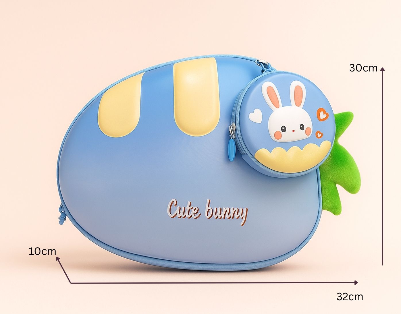 Cute carrot Kids Backpack | 3D EVA Gradient School Bag with Mini Front Pouch | Waterproof Lightweight Travel Backpack for Girls | Preschool & Gift Bag