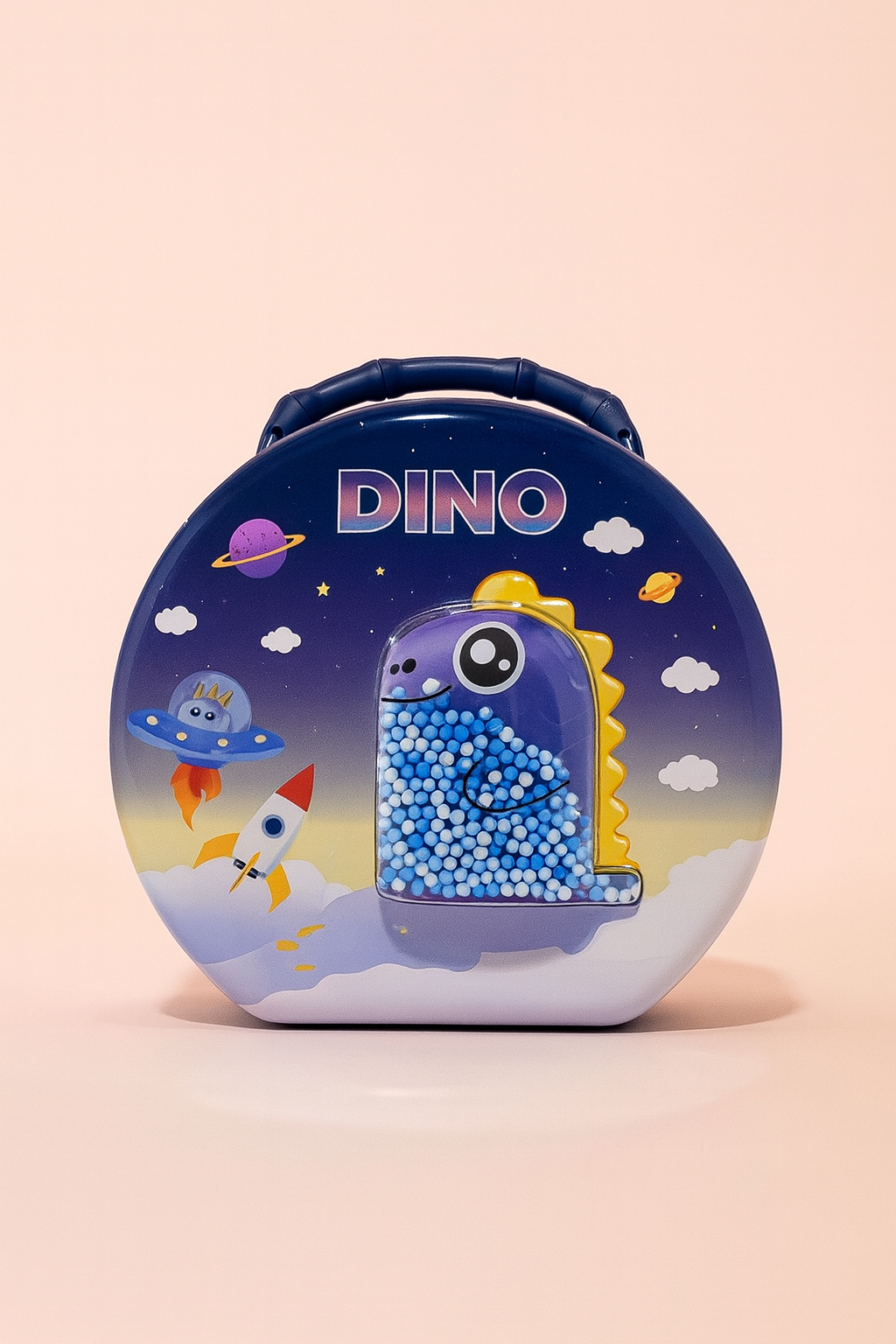 Pink Dino Space Theme Money Box for Kids | Cute Dinosaur Coin Bank with Floating Beads | Cartoon Piggy Bank with Handle | Fun Savings Bank for Boys & Girls