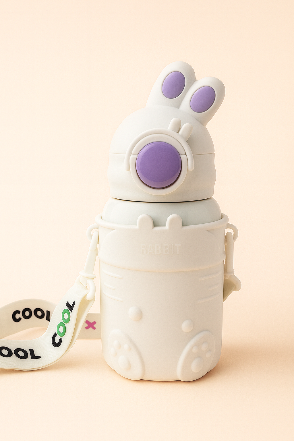 Cute Rabbit Kids Water Bottle – Leak-Proof Flip Cap, Soft Silicone Body, BPA-Free Sipper Bottle for Toddlers & School