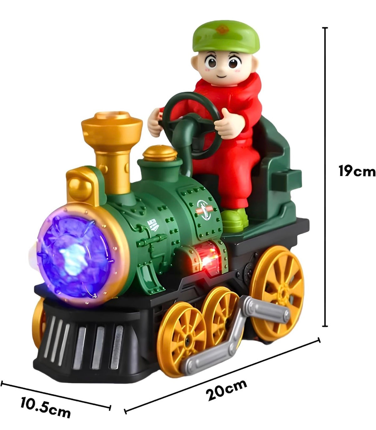 Steam Engine Train Toy for Kids – Bump & Go Locomotive with Real Water Mist Smoke, Colourful LED Lights & Music | 360° Auto-Turning Toy Train with Driver | Gift for Boys & Girls 3+ Year