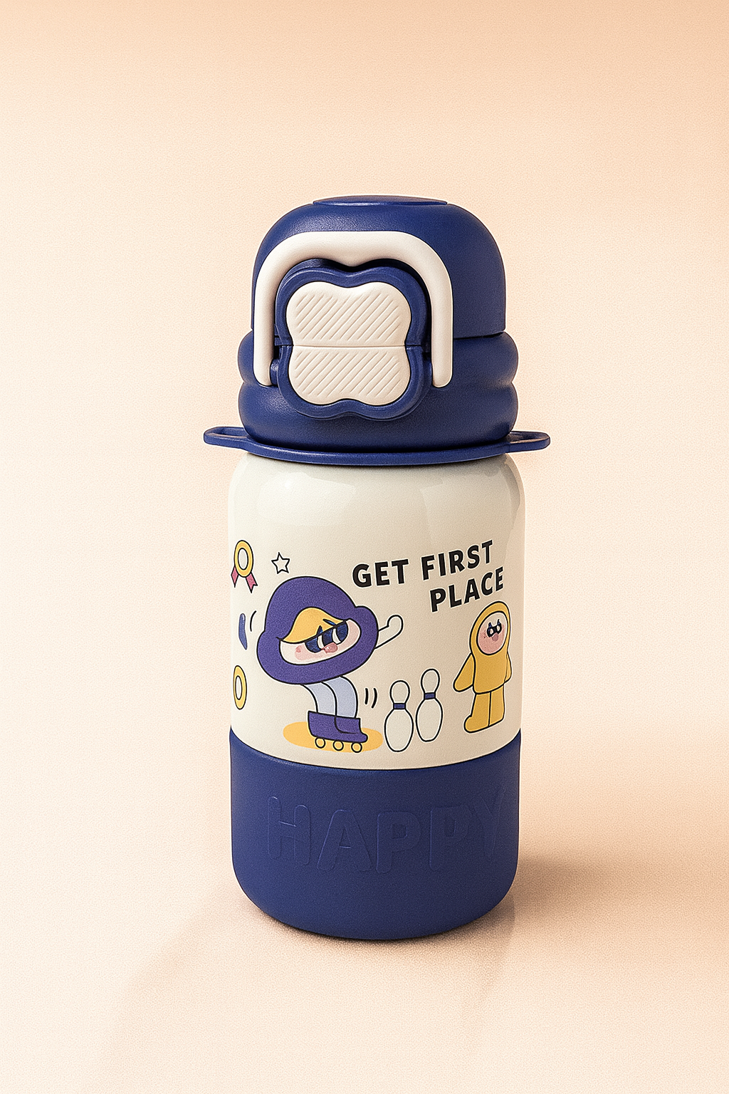 Cute Afternoon Bear Kids Water Bottle – Leak-Proof Flip Cap, BPA-Free Stainless Steel, Double Wall Insulated Cartoon Bottle for School & Travel
