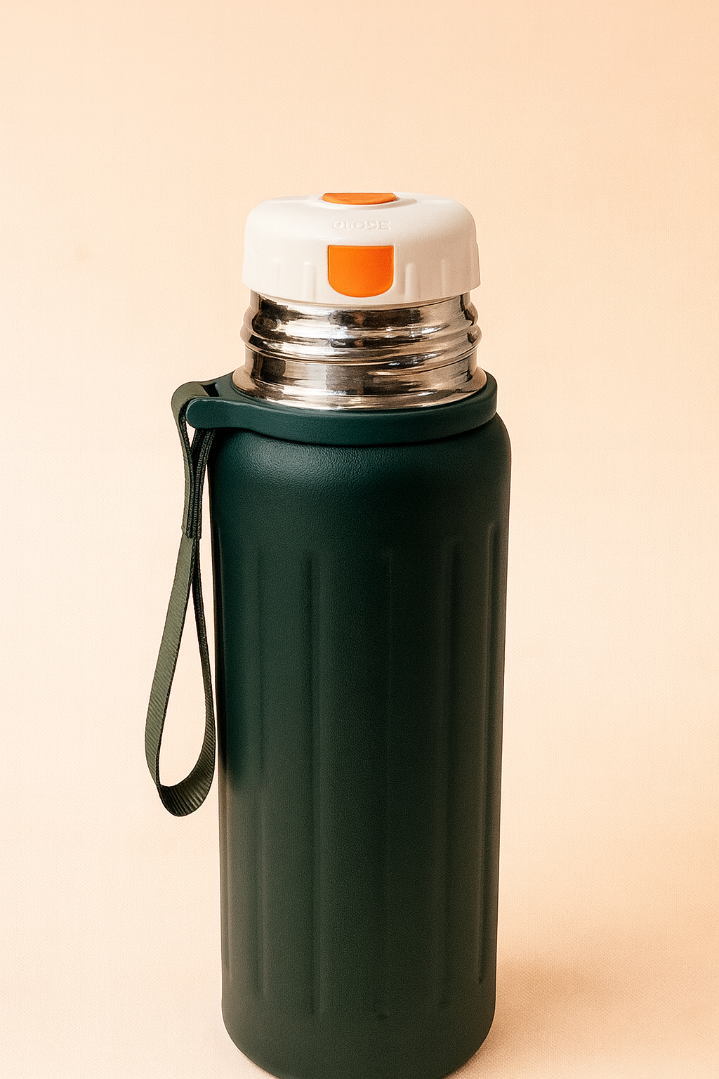 UrbanThermo – Double Wall Hot & Cold Flask with Metallic Cup & Grip Strap
