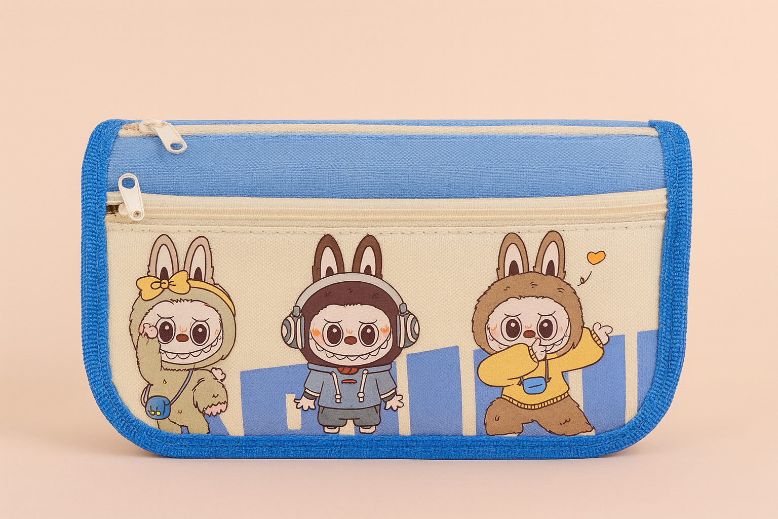 Labubu Friends Pencil Pouch – Aesthetic Blue Case for School and Office
