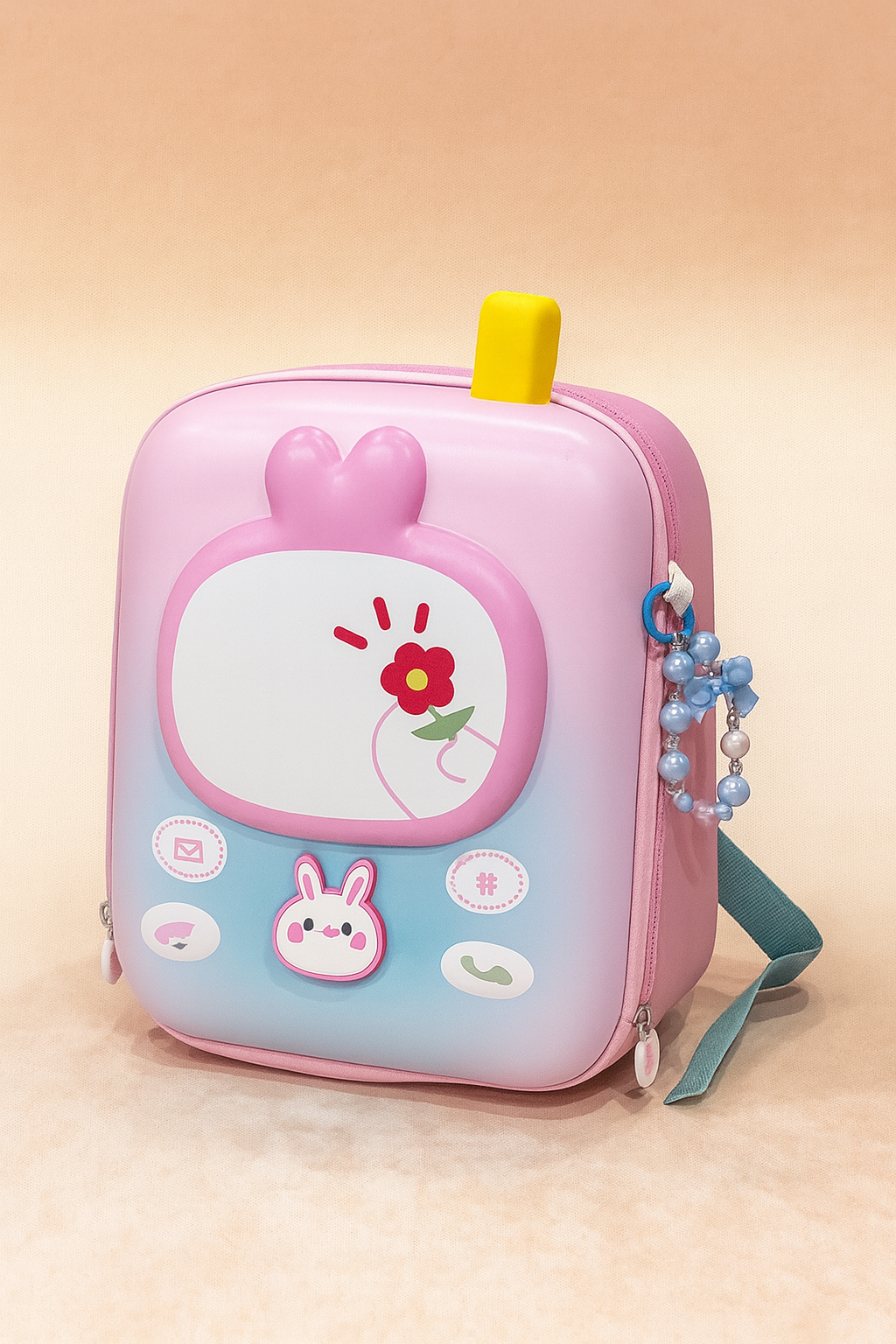 Cute 3D Mobile Design Kids Backpack | EVA Waterproof Cartoon School Bag with Bunny & Phone Buttons | Stylish Lightweight Travel Bag for Boys & Girls | Perfect Birthday Gift