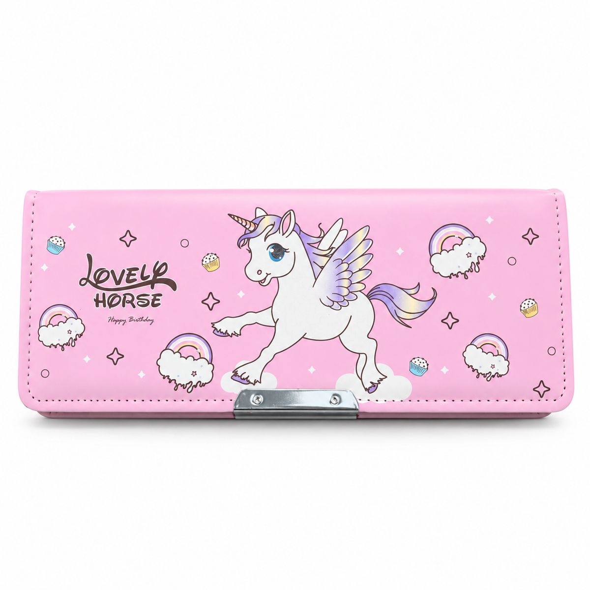 Pencil Box for Girls, Double-Sided Pencil Case with Sharpener & Timetable