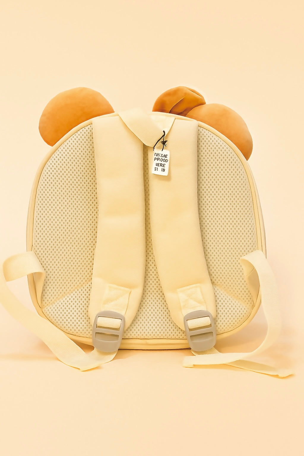 Cute 3D Letter Design Kids Backpack | Peach Pink EVA School Bag with Plush Ears & Bear Charm | Lightweight Waterproof Travel Bag