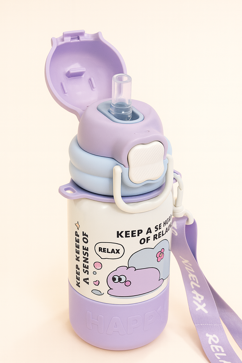 Cute Afternoon Bear Kids Water Bottle – Leak-Proof Flip Cap, BPA-Free Stainless Steel, Double Wall Insulated Cartoon Bottle for School & Travel