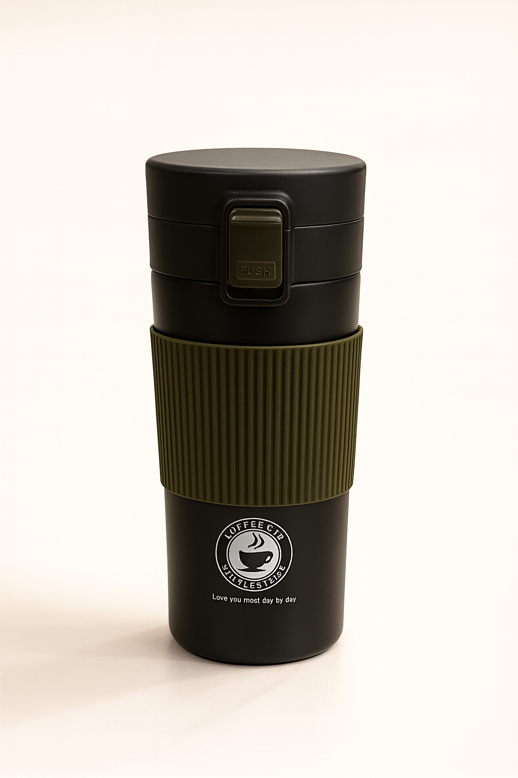 InsulBrew Leak-Proof Coffee Tumbler with Push-Lock Lid | Dual-Tone Travel Cup with Anti-Slip Grip & Heat-Retaining Design | Portable Hot & Cold Beverage Mug for Office, Commute & Outdoor Use