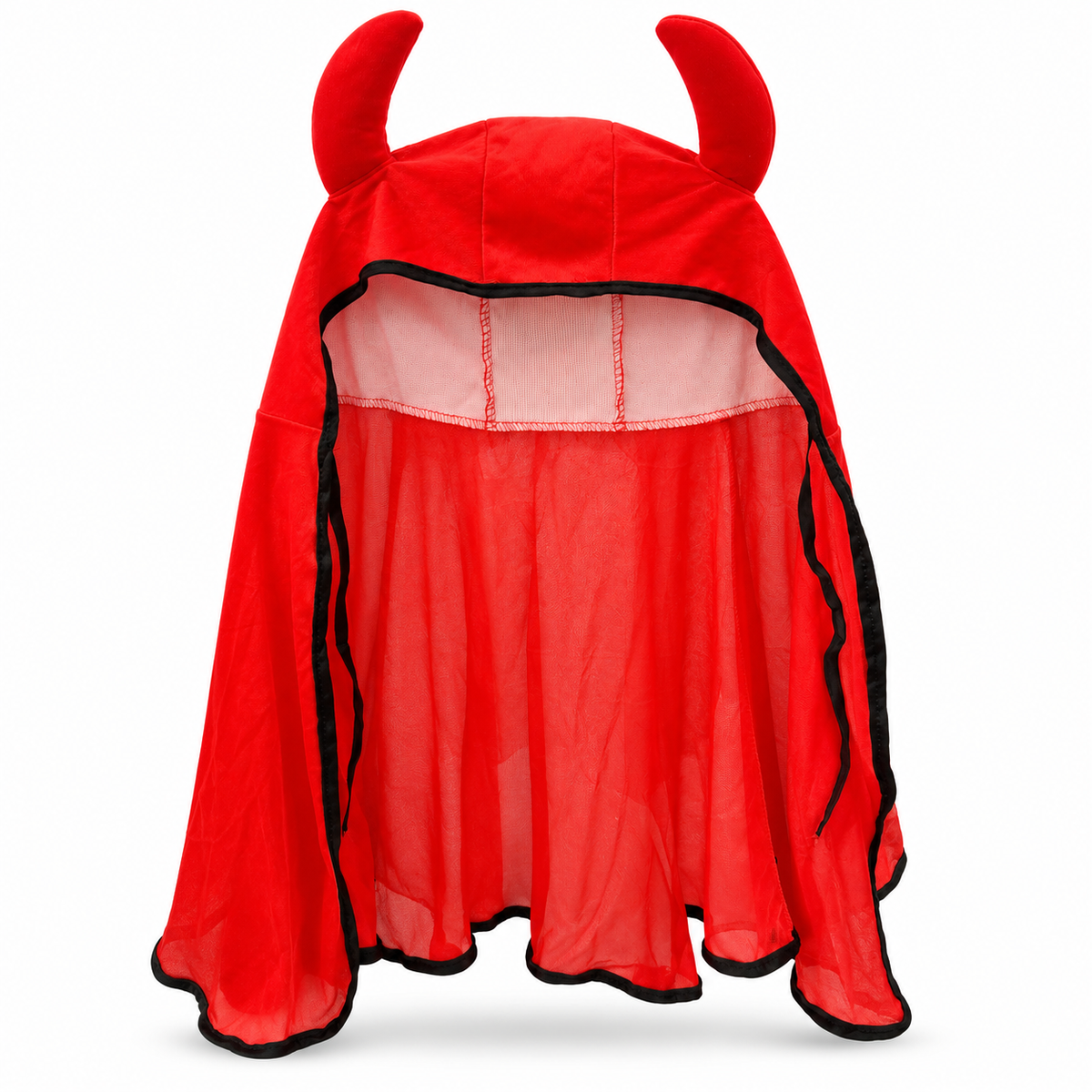 Kids Devil Cape with Horns – Red Hooded Halloween Cape with Soft Plush Horns & Pumpkin Print | Little Devil Costume for Boys & Girls | Halloween Party, Fancy Dress & Trick-or-Trea