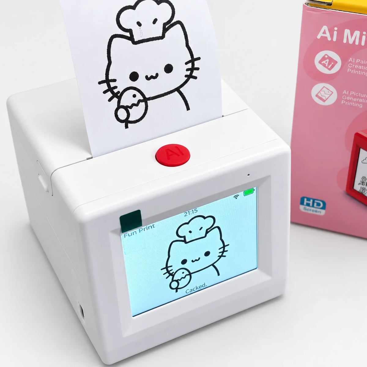 AI Mini Printer for Kids, Voice Control Pocket Thermal Printer with HD Touch Screen, AI Drawing & Picture Generation Printing