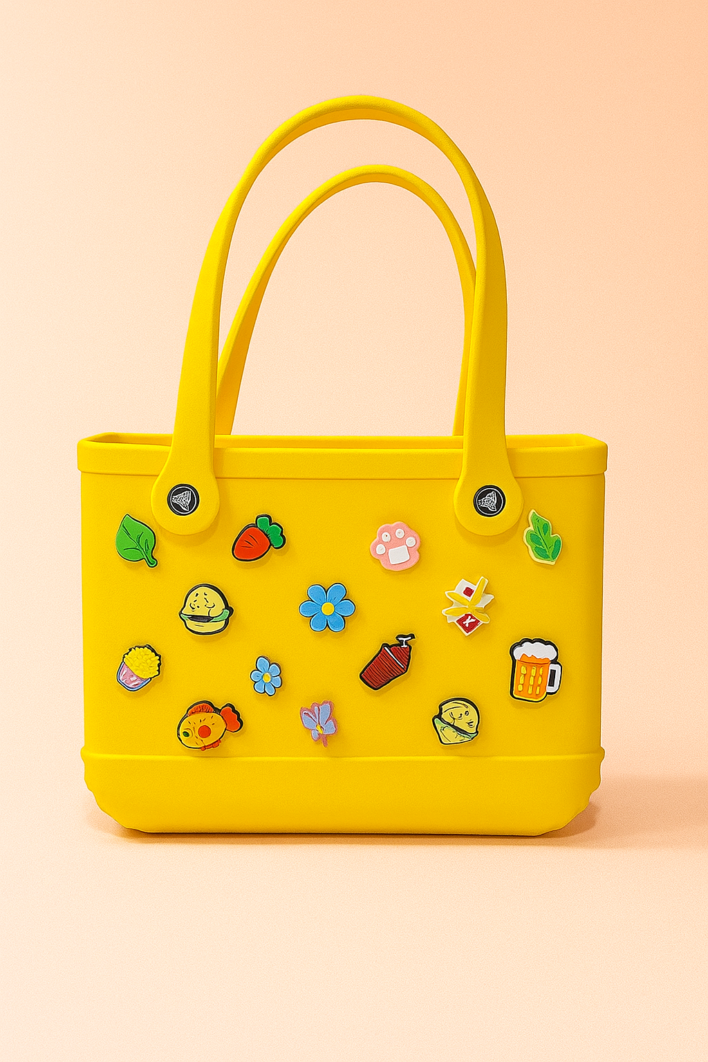 The Everyday Charm Tote | Trendy Crocs Style EVA Tote Bag | Waterproof Jelly Handbag with Fun Decorative Charms | Soft Lightweight Beach & Travel Bag for Women and Girls