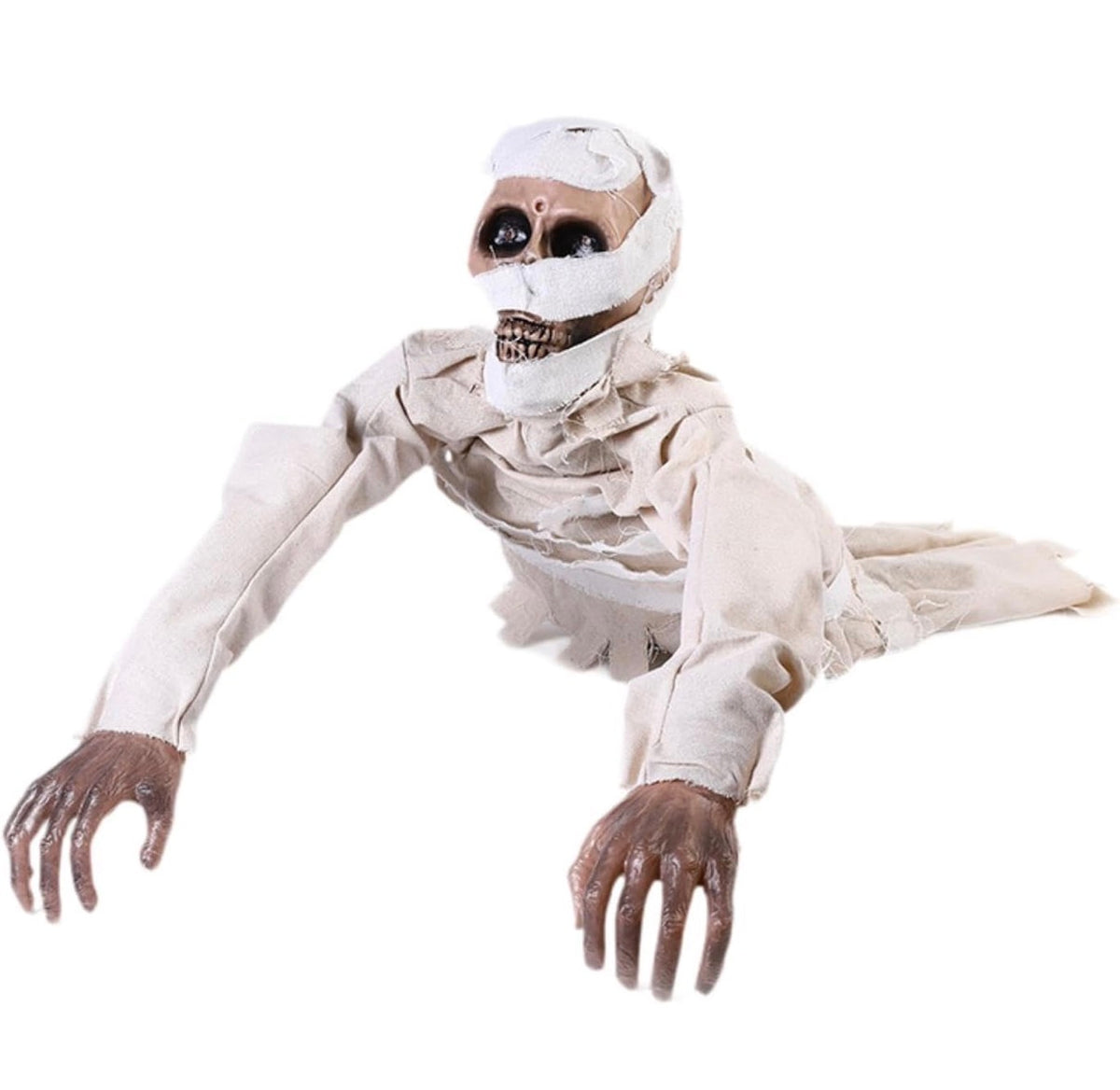 Halloween Crawling Mummy Skeleton Prop – Animated Creepy Crawling Zombie with Glowing Red Eyes & Scary Sounds | Halloween Haunted House Decoration, Party Prank & Floor Decor