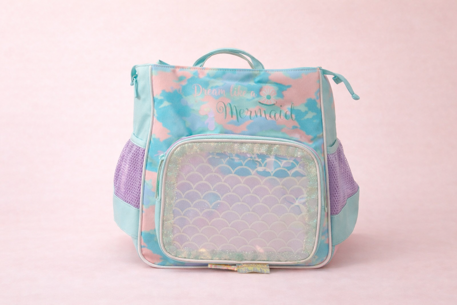 Dreamy Face Kids School Backpack – 3D Character Face Front Pocket with Raised Horn & Fluffy Ears, Rainbow Mane Detail, Multi-Pocket Everyday Bag for Girls Ages 3+, Baby Pink