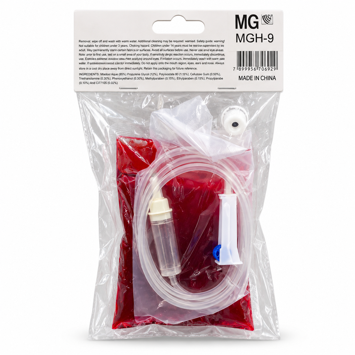 Fake Blood Bag 250ml with IV Drip Tube Set – Halloween Costume Prop for Zombie, Nurse & Doctor Costumes | Washable Fake Blood for Makeup, Haunted House & Horror Party Decor |