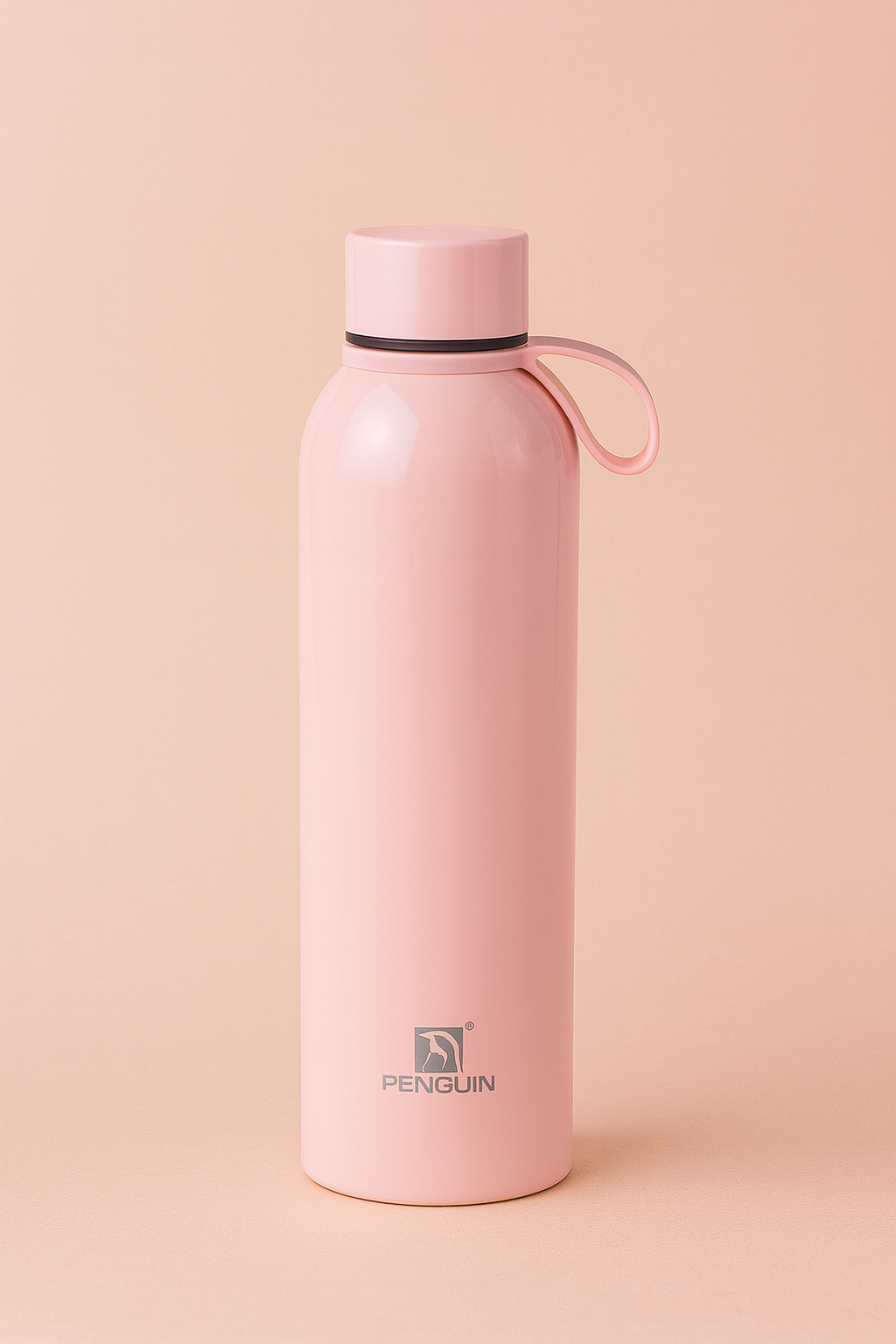 Penguin Stainless Steel Double Wall Insulated bottle | Keeps Drinks Hot & Cold for 24 Hours | Leak-Proof Travel Water Bottle with Soft Carry Loop