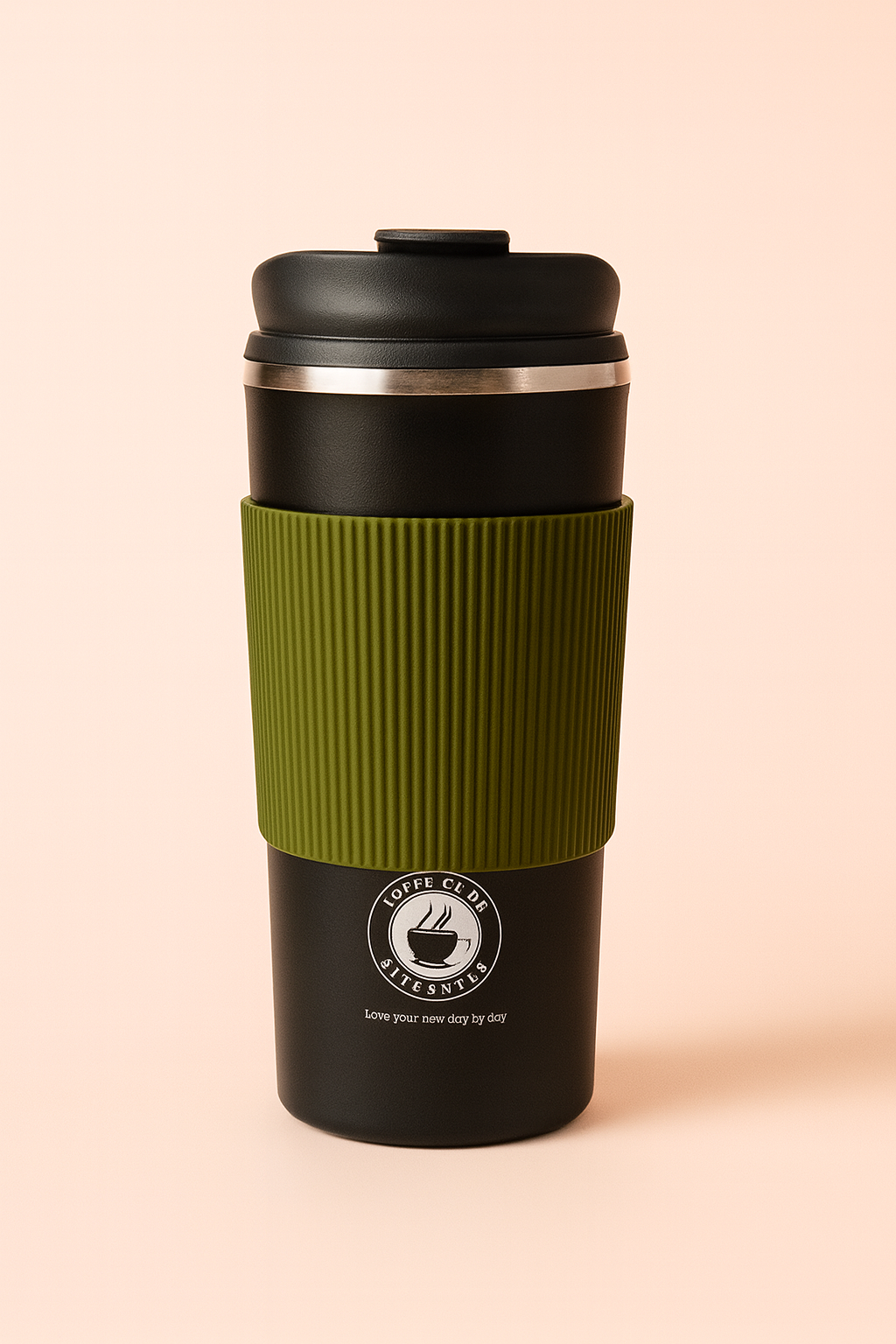 BrewGuard Insulated Coffee Bottle | Leak-Proof Flip Lid, Soft Grip Sleeve & Double-Wall Steel | Portable Hot & Cold Bottle for Daily Commute
