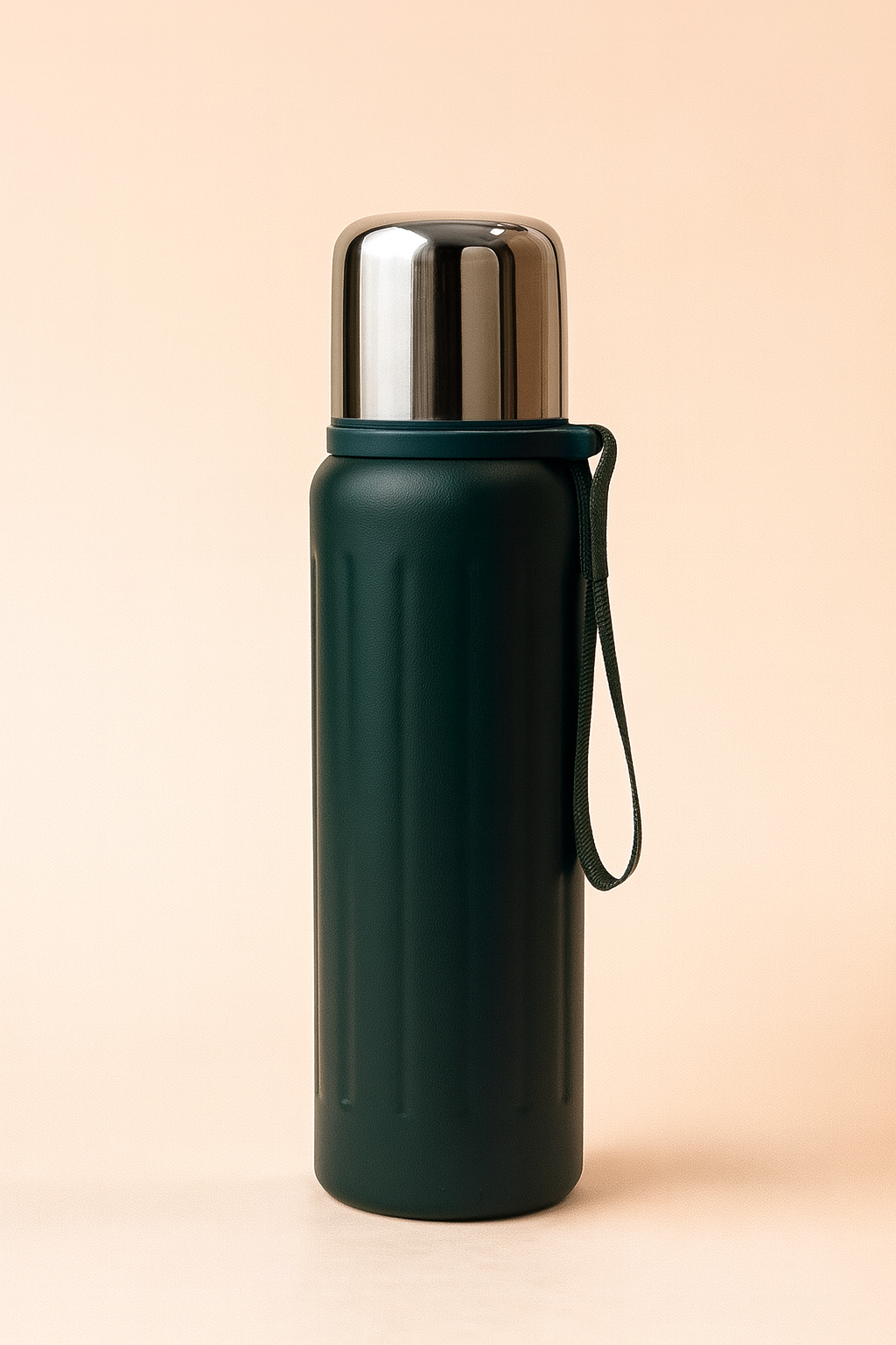 UrbanThermo – Double Wall Hot & Cold Flask with Metallic Cup & Grip Strap