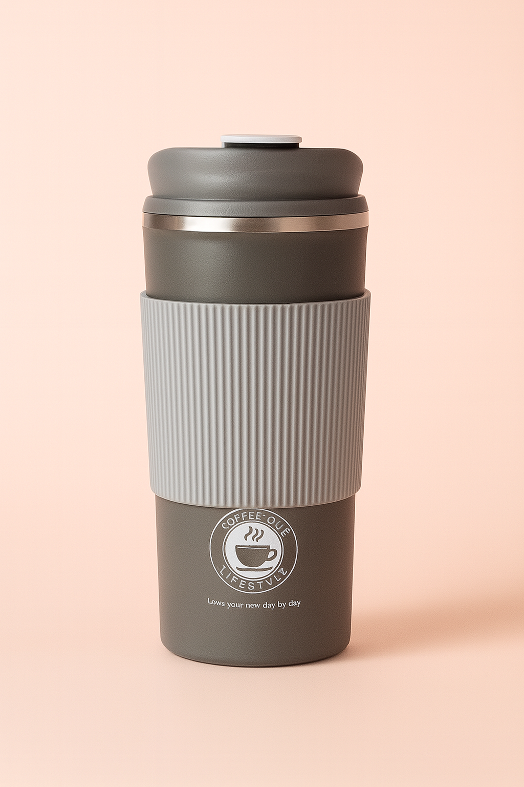 BrewGuard Insulated Coffee Bottle | Leak-Proof Flip Lid, Soft Grip Sleeve & Double-Wall Steel | Portable Hot & Cold Bottle for Daily Commute