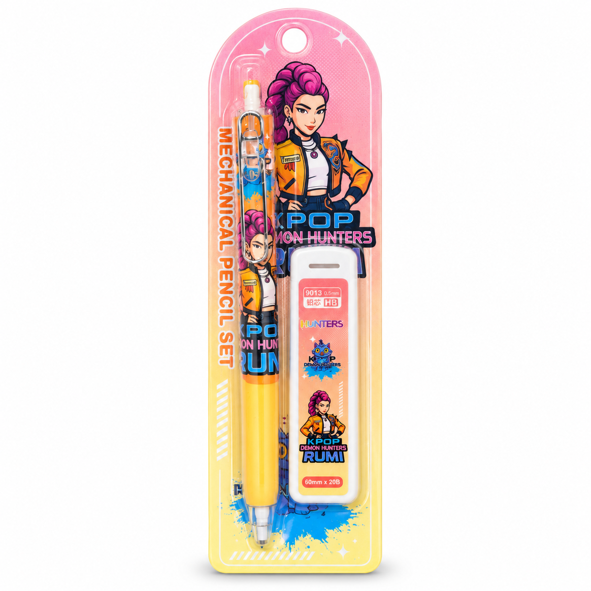 Mechanical Pencil Set for Kids with 0.5mm HB Lead Refills, Cartoon Print, 4 Designs