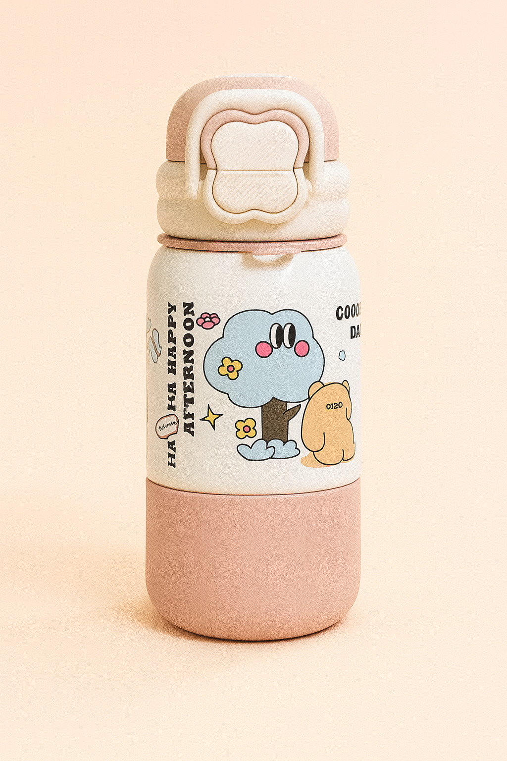 Cute Afternoon Bear Kids Water Bottle – Leak-Proof Flip Cap, BPA-Free Stainless Steel, Double Wall Insulated Cartoon Bottle for School & Travel