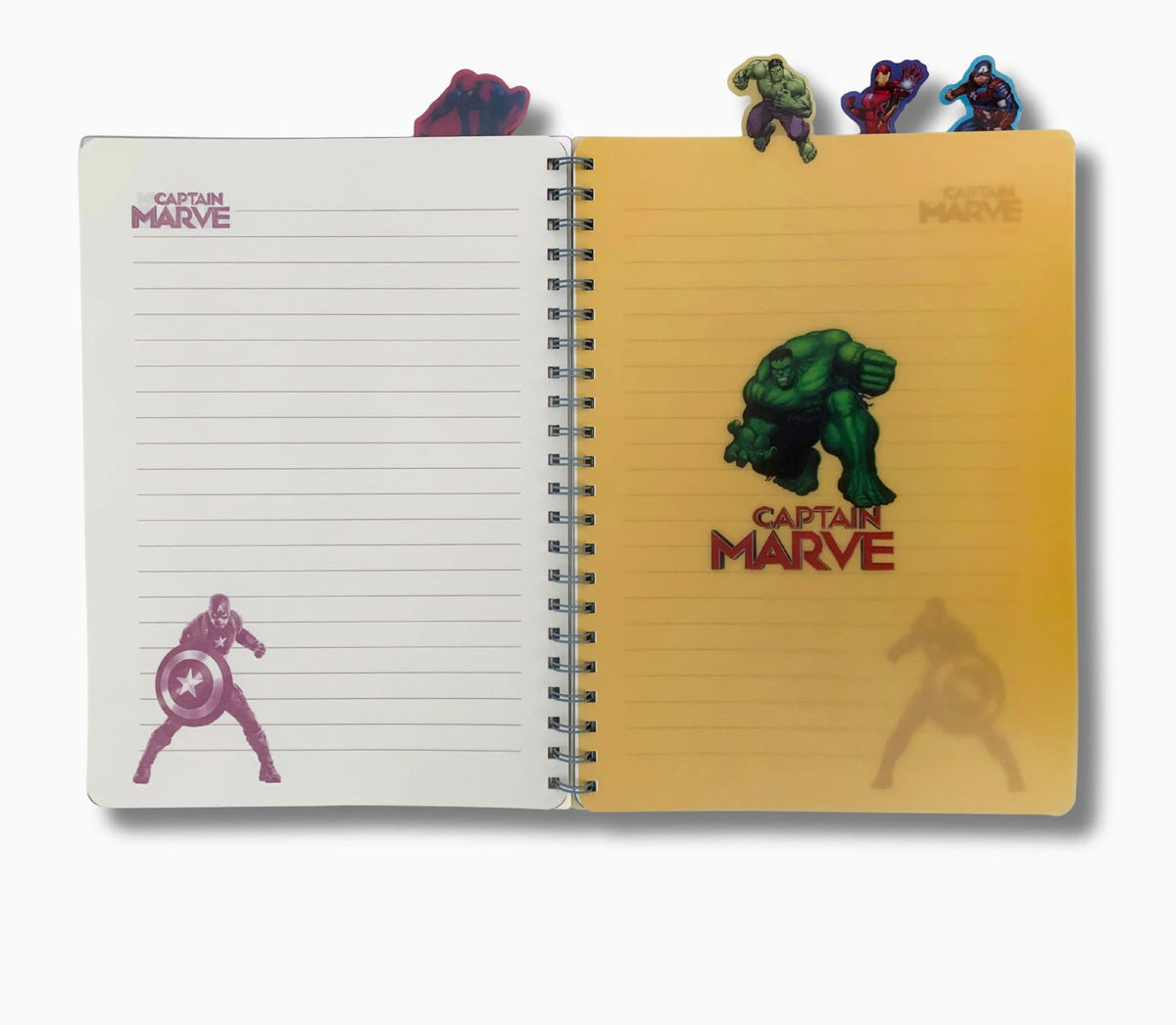 Marvel Avengers A4 Spiral Notebook with 3D Cover & Character Tab Dividers, 4 Designs