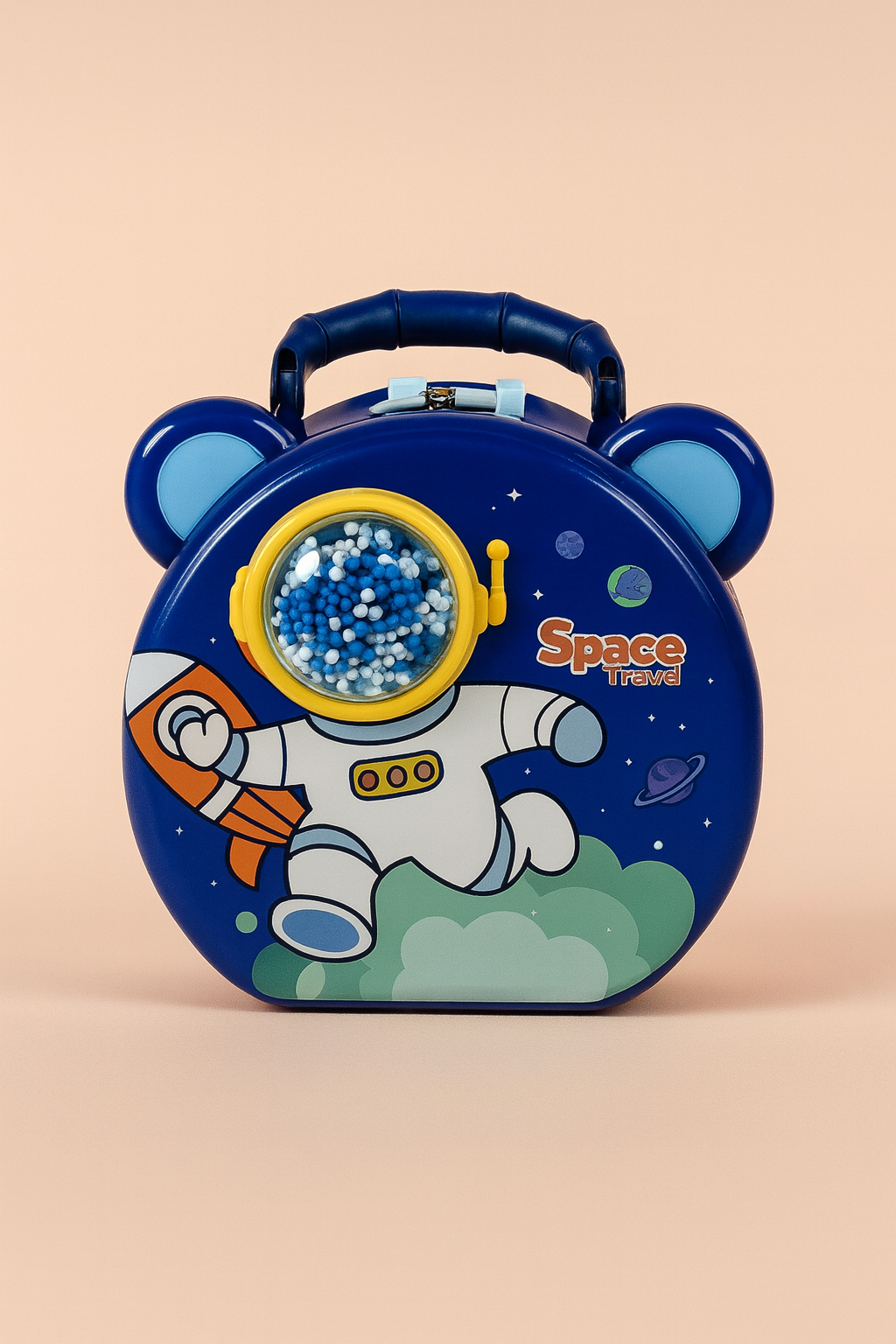 Space Rocket Money Bank for Kids | Adorable Purple Coin Box with Astronaut & Space Theme | Cute Piggy Bank with Handle