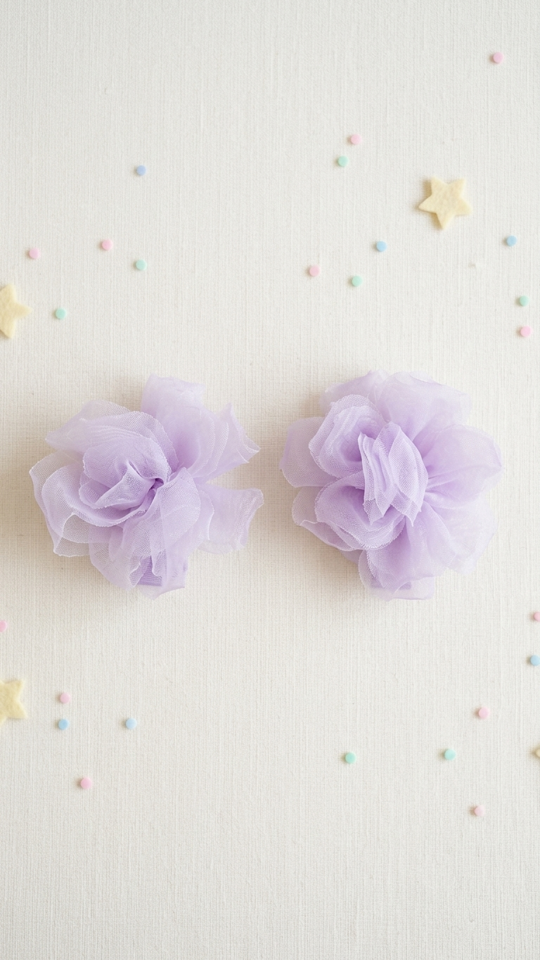 Chiffon Flower Hair Clip for Girls – Double Ruffle Organza Blossom Clip | Soft & Lightweight | Pastel Lavender & More Colours | Kids & Teen Hair Accessory | Festive, Party & Everyday Wear | Birthday Gift