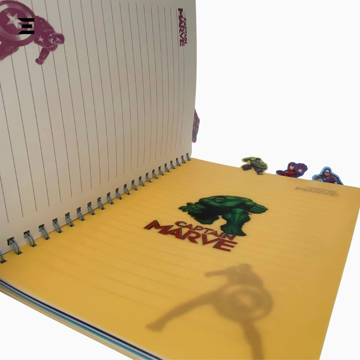 Marvel Avengers A4 Spiral Notebook with 3D Cover & Character Tab Dividers, 4 Designs