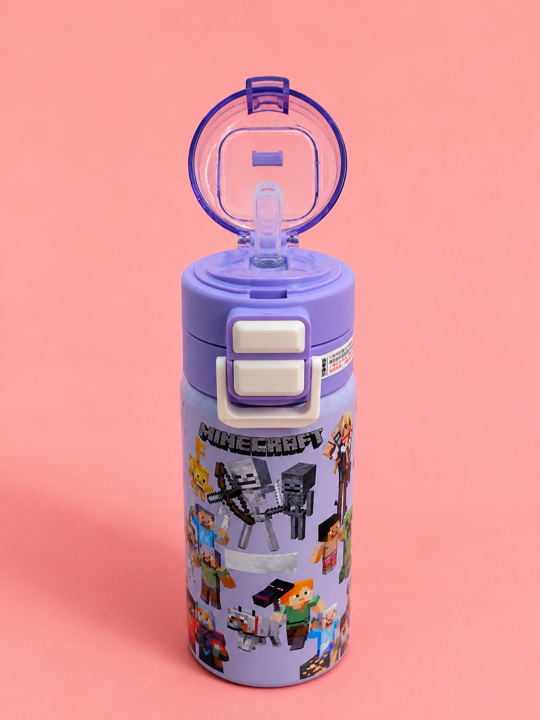 Minecraft Character Kids Water Bottle – Stainless Steel Insulated Bottle with Pop-Up Straw Lid | 4 Colour Variants | Leak-Proof School Water Bottle for Boys & Girls Age 4+ | Birthday Gift