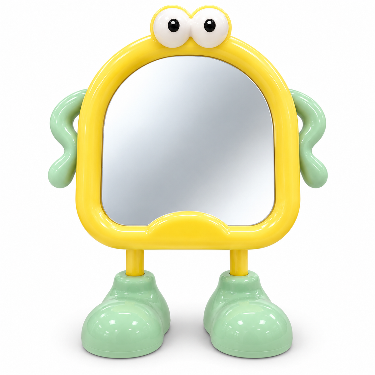 Cute Cartoon Desk Mirror for Kids with Big Eyes & Shoe Stand, Tabletop Vanity Mirror