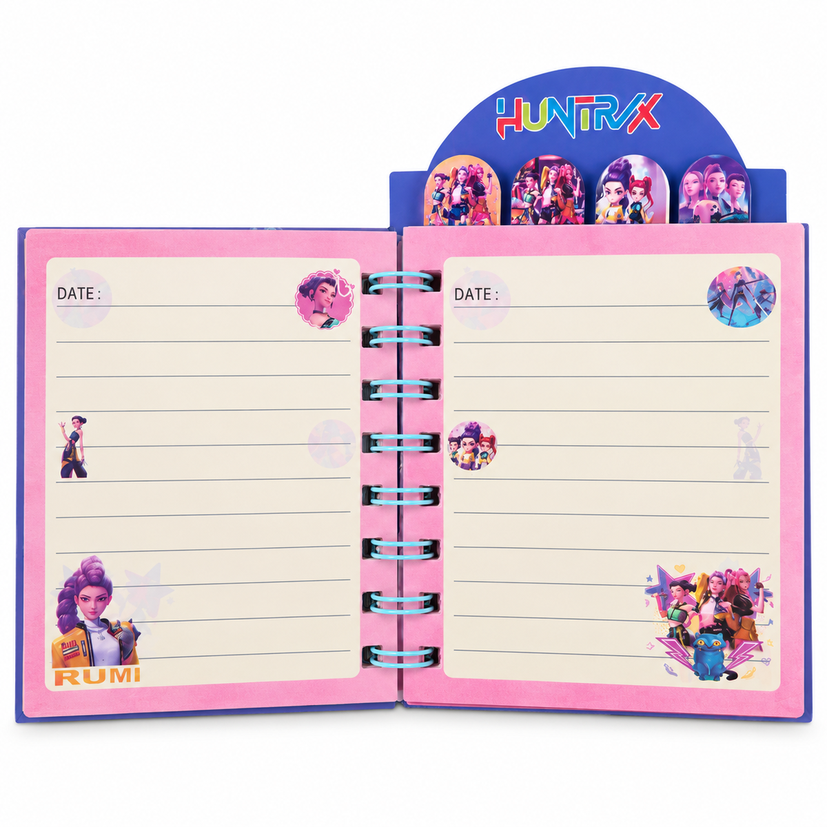 KPop Demon Hunters Mini Spiral Notebook with Tab Dividers, Huntrix Illustrated Pages