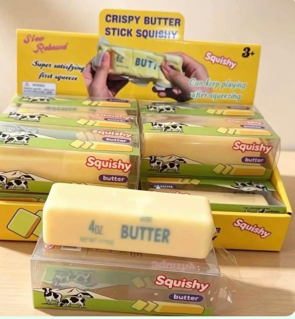 Crispy Butter Stick Squishy Toy, Slow Rising Stress Relief Fidget with Crunchy Shell