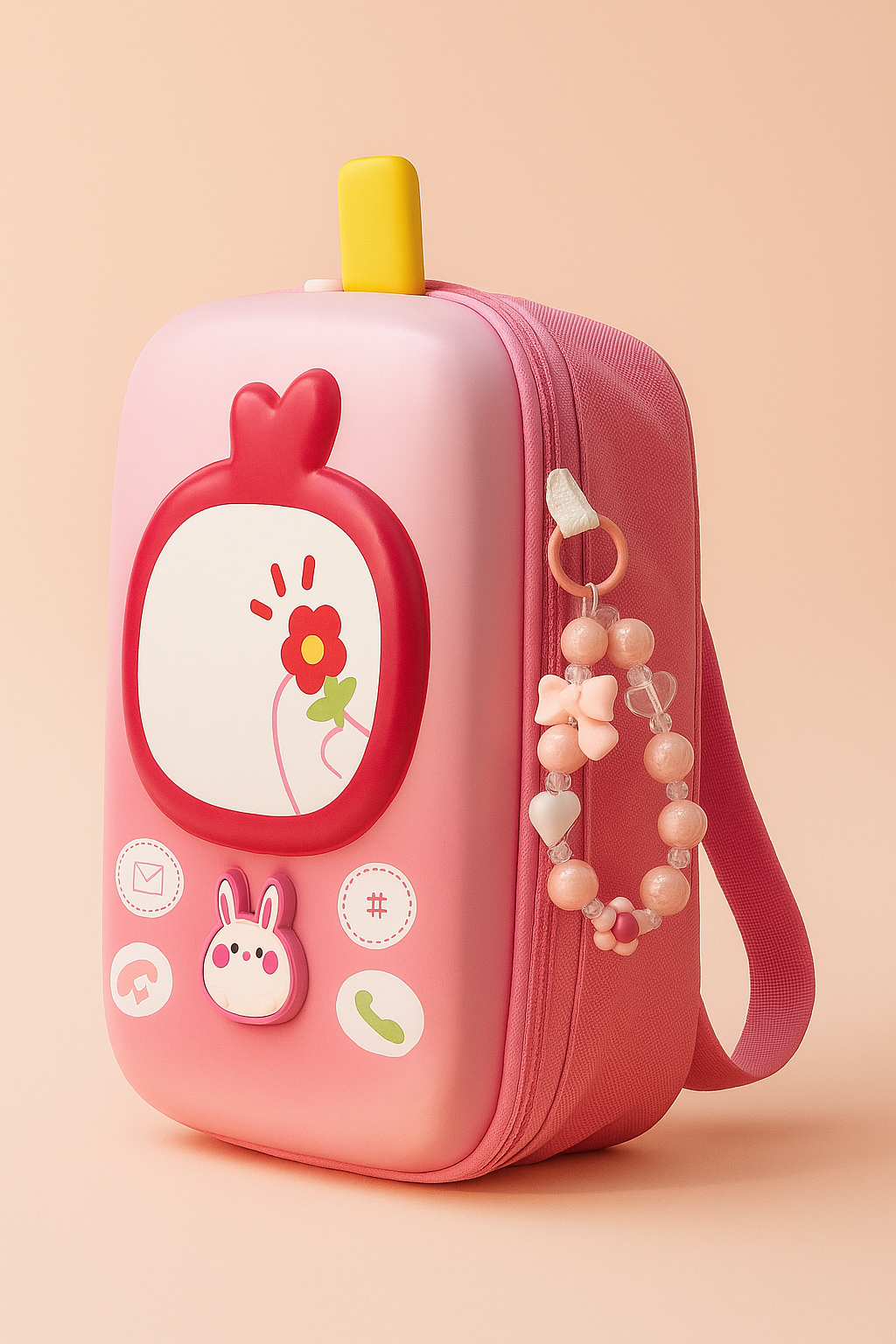Cute 3D Mobile Design Kids Backpack | EVA Waterproof Cartoon School Bag with Bunny & Phone Buttons | Stylish Lightweight Travel Bag for Boys & Girls | Perfect Birthday Gift
